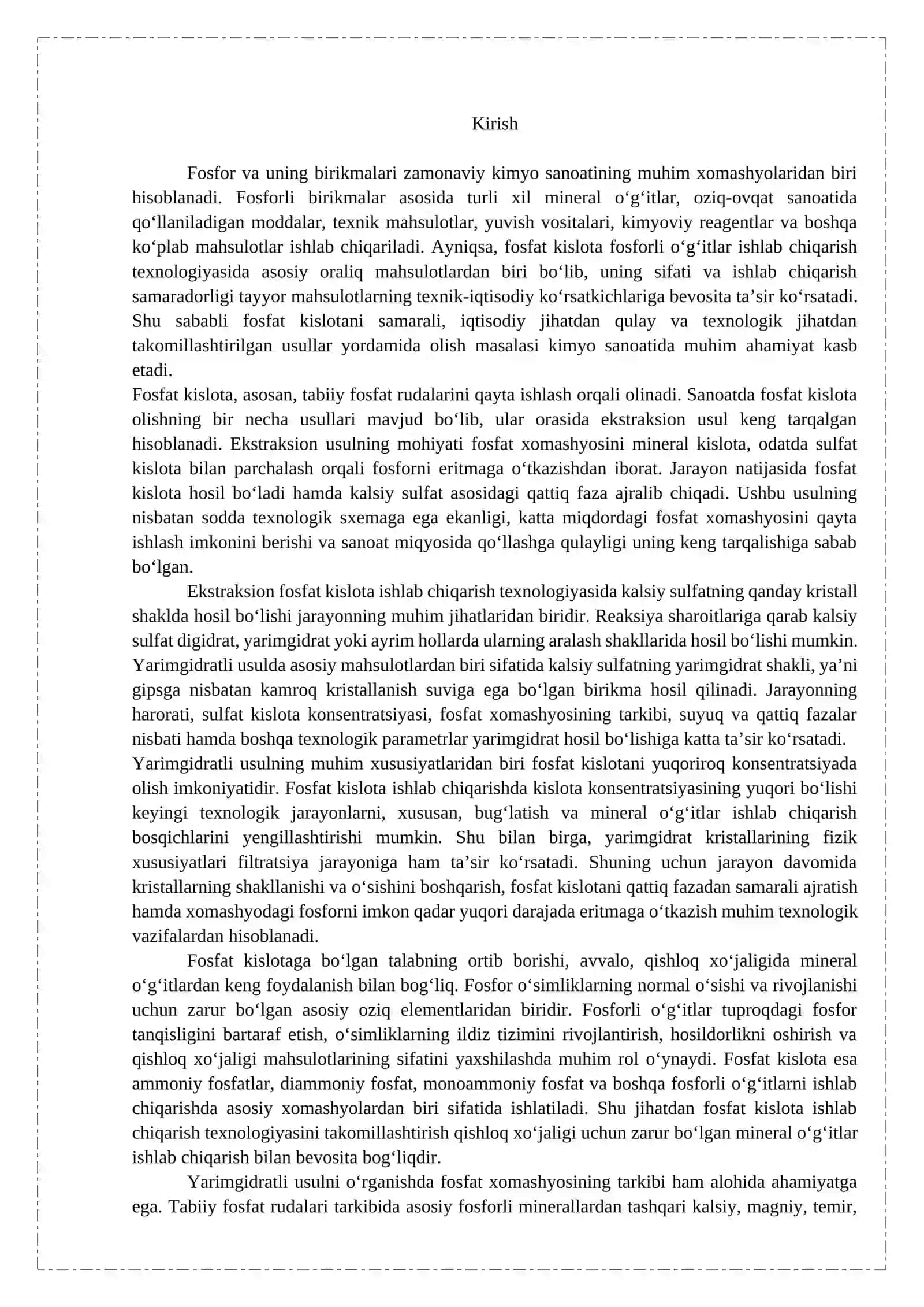 EKSTRAKSION FOSFAT KISLOTA OLISHNING YARIMGIDRATLI USULI 3