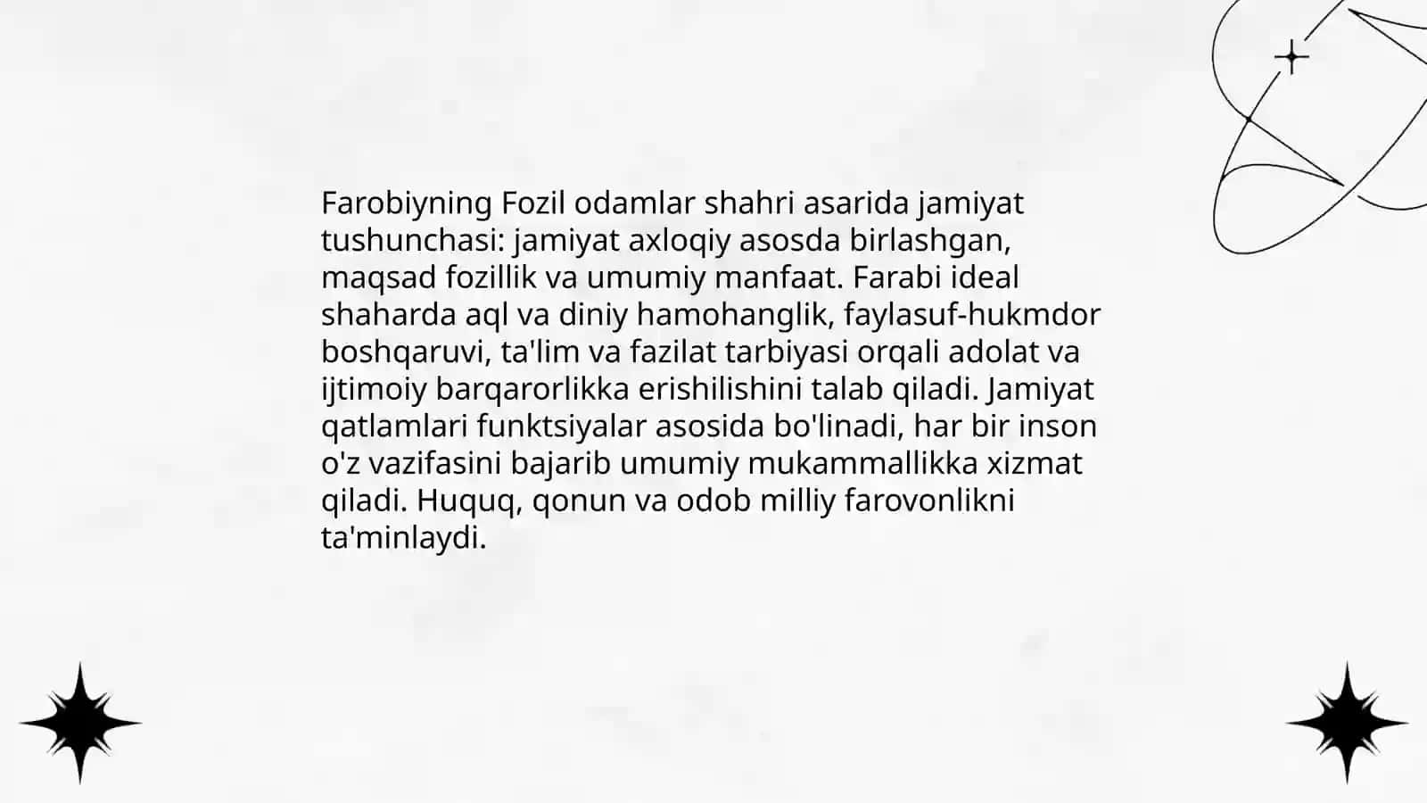 Farobiyning Fozil odamlar shahri asarida jamiyat haqidagi qarashlari 3