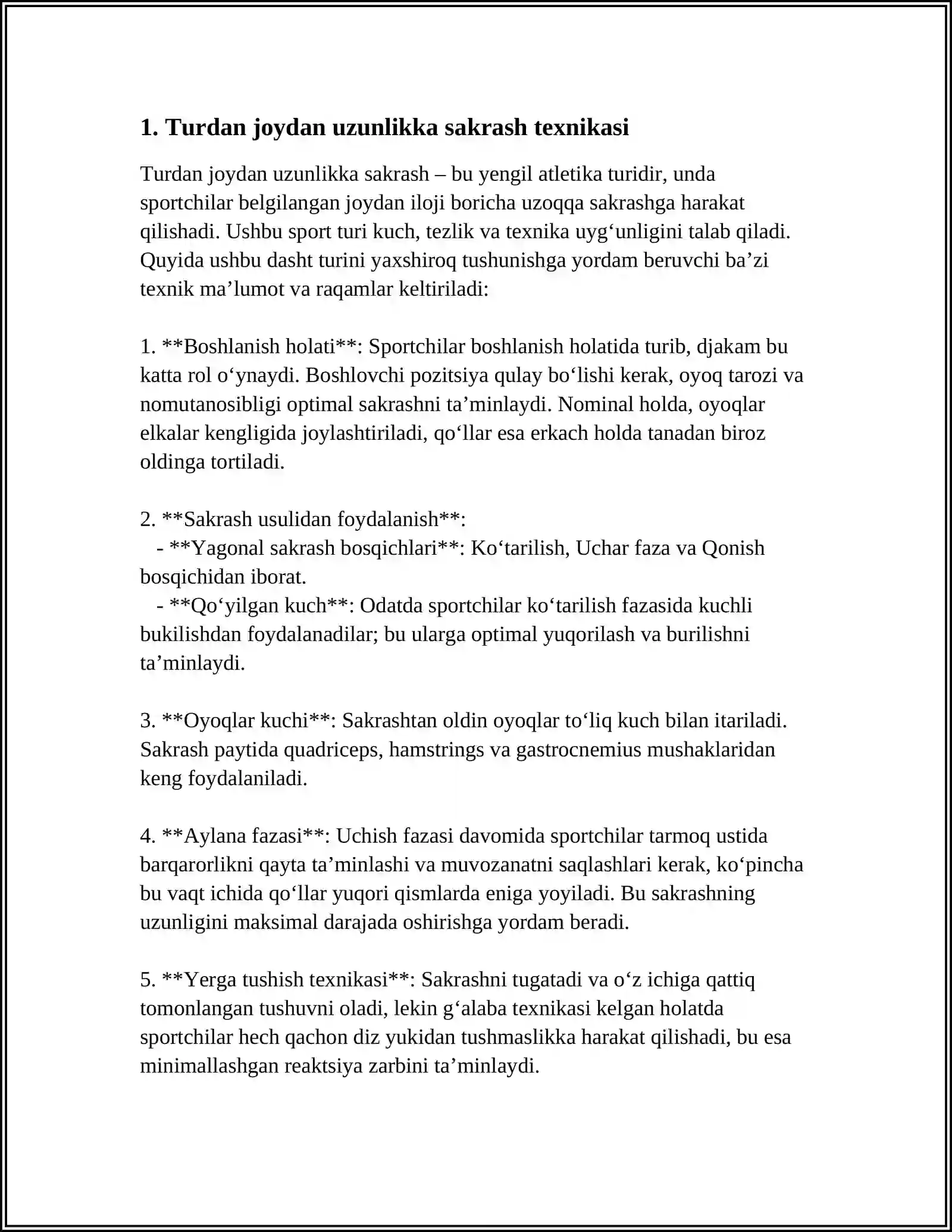 TURDAN JOYDAN UZUNLIKKA SAKRASH (SM). MAJT-(ME’YORI). SPORT TURLARI O‘YINLARINI TEXNIKA VA TAKTIKASI (BASKETBOL, FUTBOL, VOLEYBOL-(ME’YORI) 3