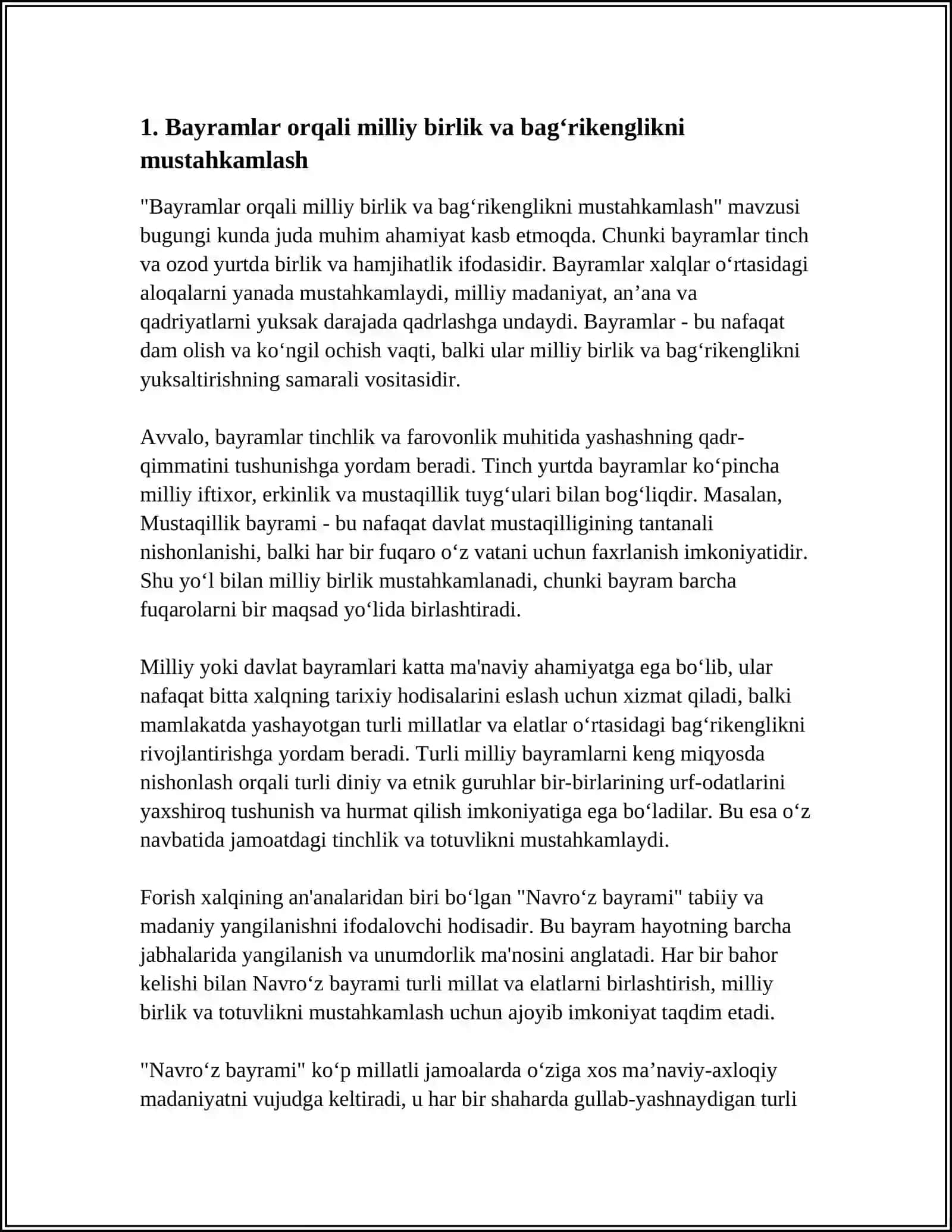 BAYRAMLAR TINCH VA OZOD YURTGA YARASHADI 3