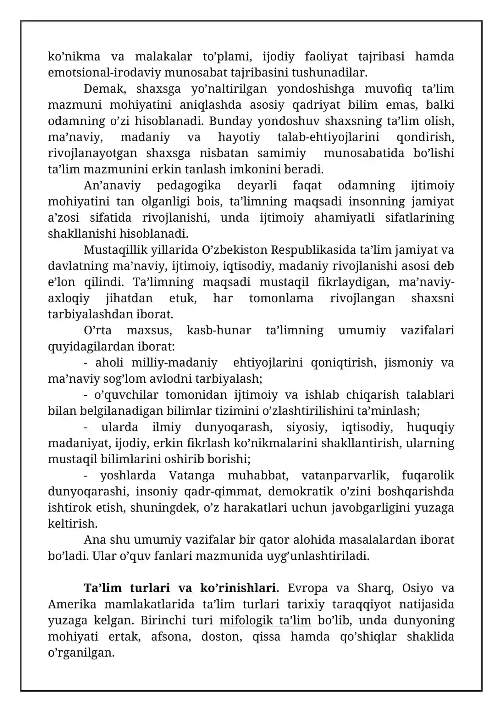 O’rta maxsus va kasb-hunar ta’limi mazmuni 3