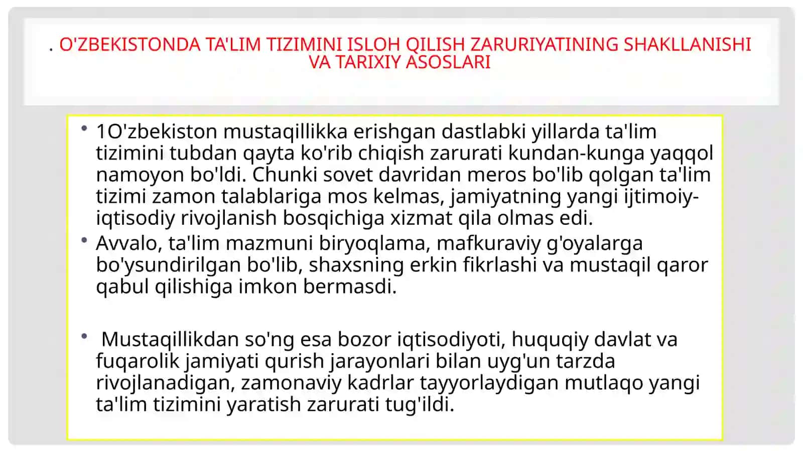 O'zbekistonda ta'lim tizimini islohqilish 3