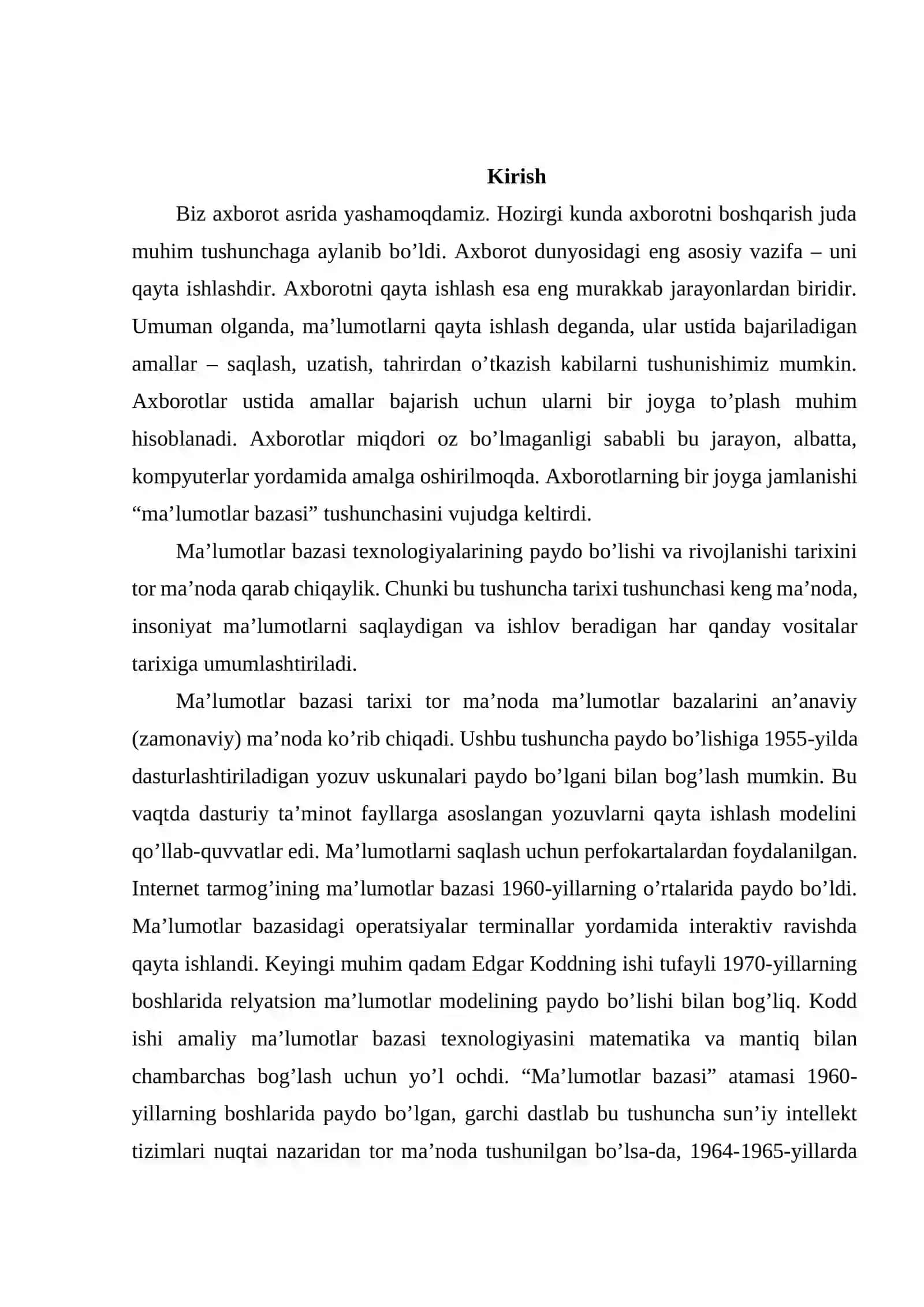 MA’LUMOTLAR BAZASI TEXNOLOGOYALARI FANIDAN “YETKAZIB BERISH XIZMATI” 3