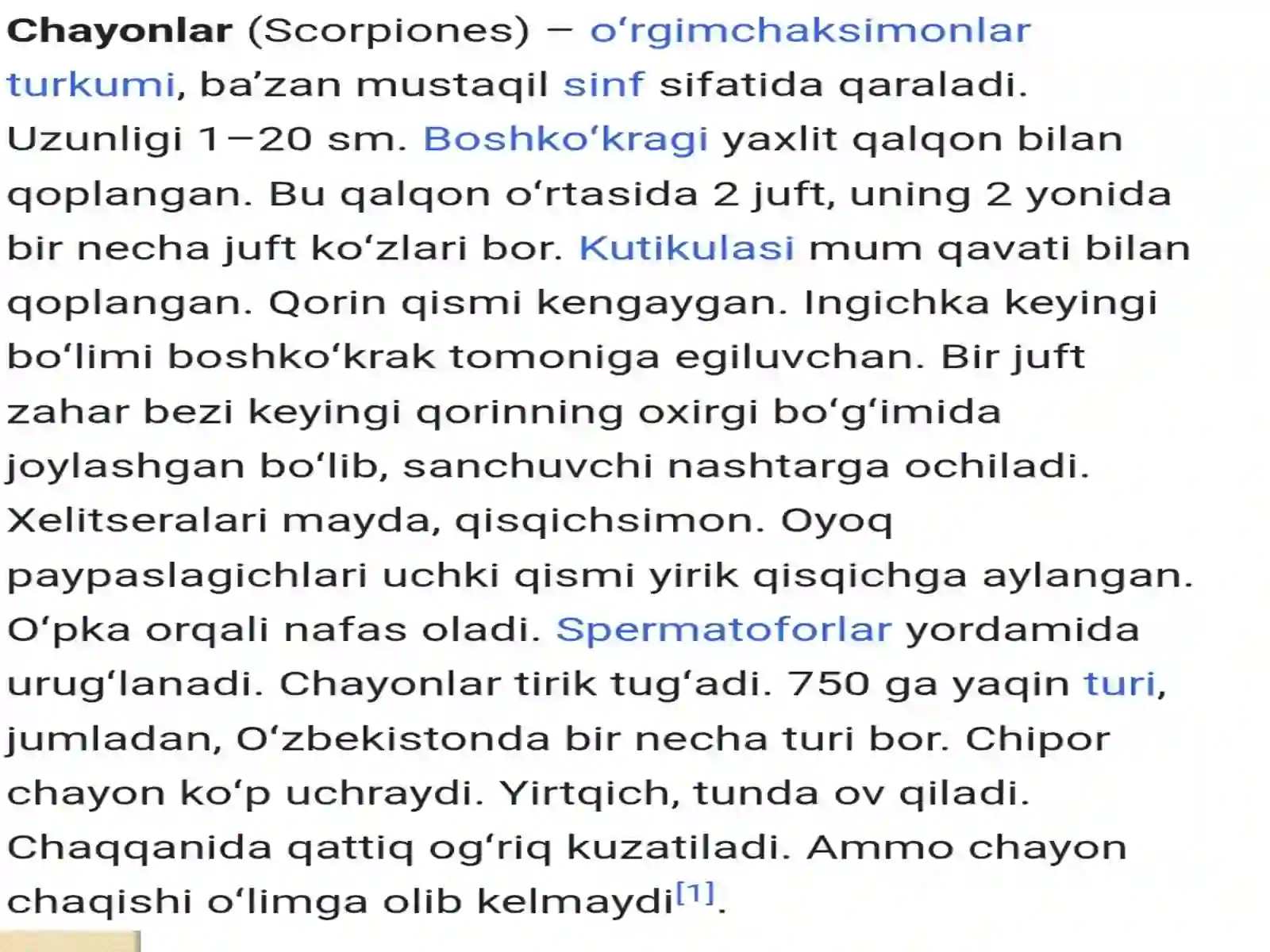Chiporchayon (butlus eupeus), Falanga (Galeodes araneoides) va It kana (ixodes ricinus) tashqiva ichki tuzilishini o‘rganish 3