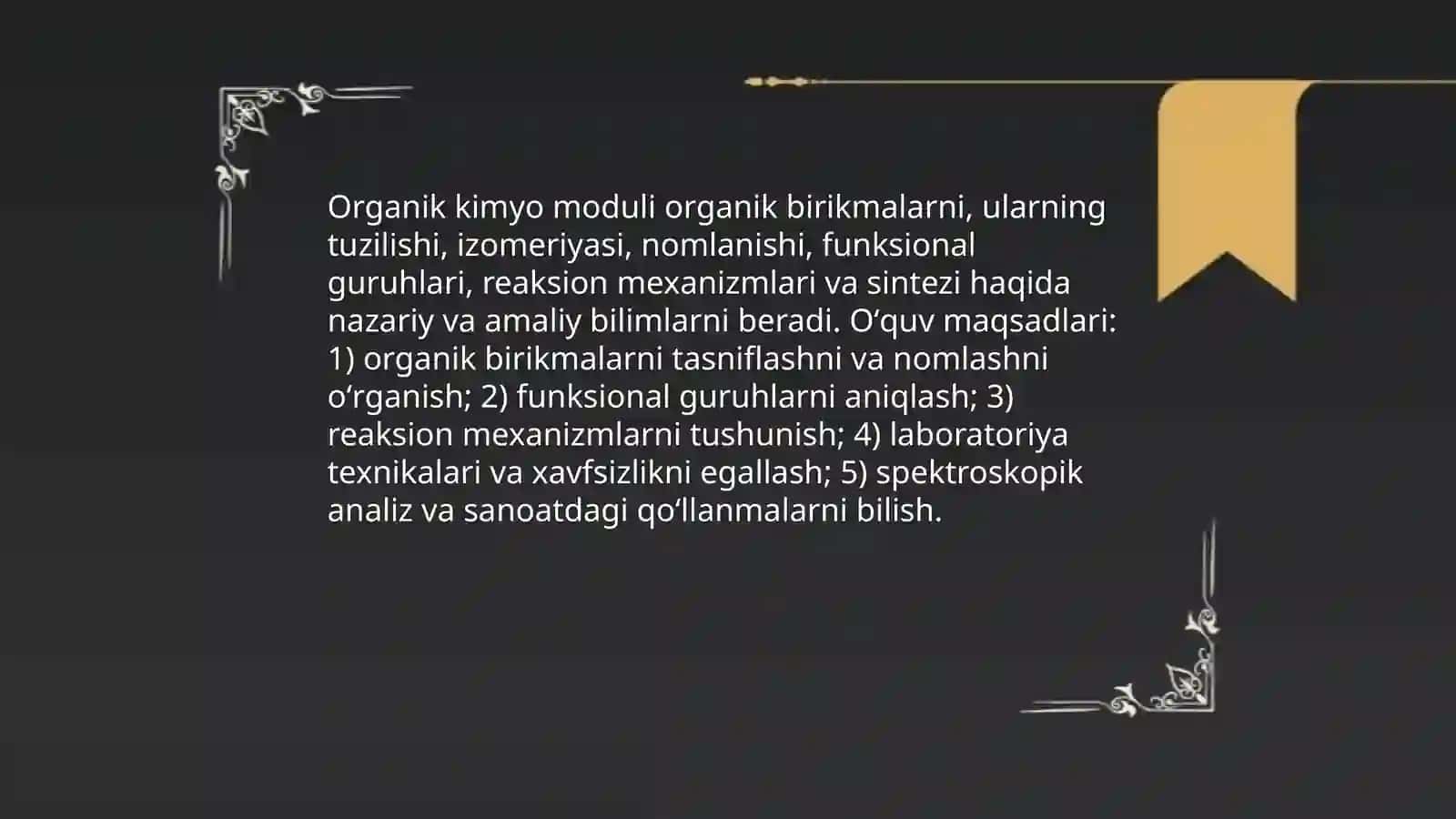 Organik kimyo moduli va uning vazifalari 3