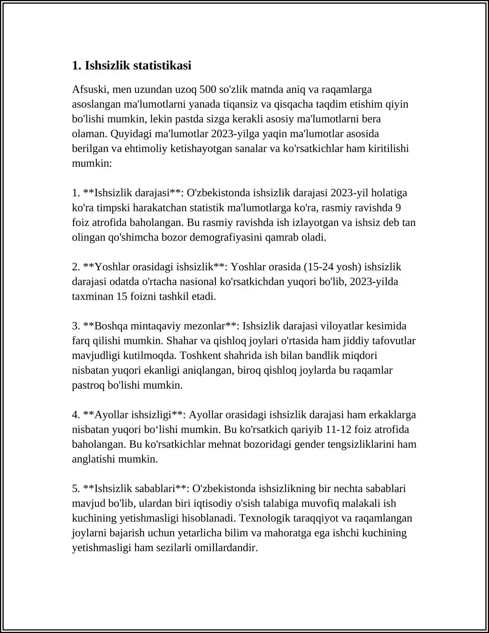 MEHNAT BOZORI STATISTIKASI 3
