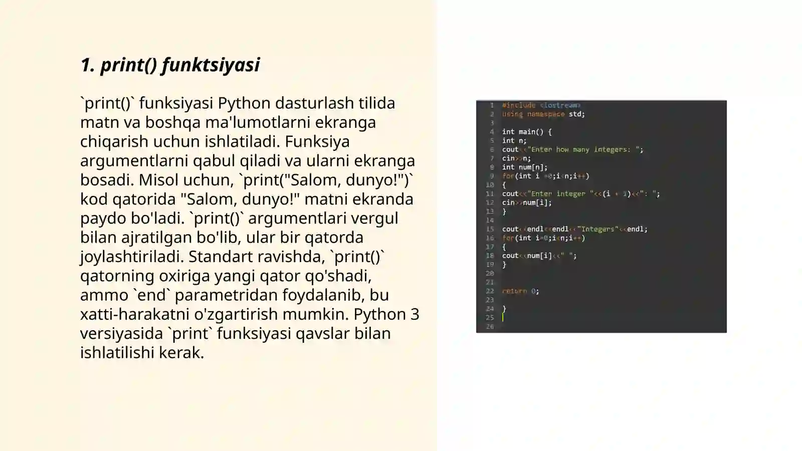 Python dasturlash tilida “build-in function” (maxsus tuzilgan funksiyalar) 3
