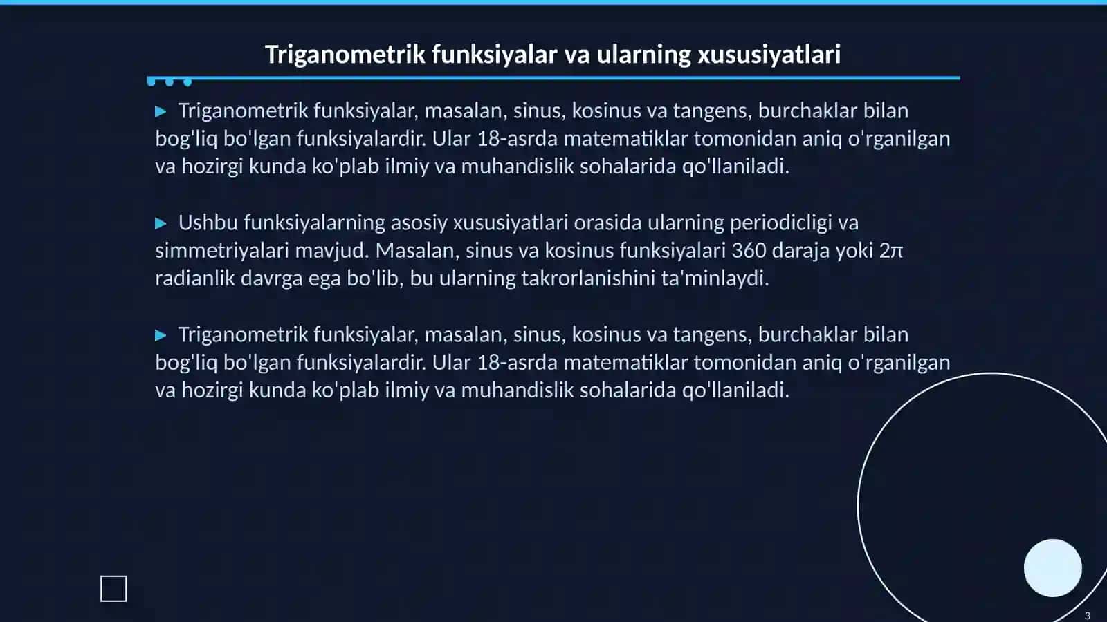 Triganometrik ayniy almashtirishlar 3