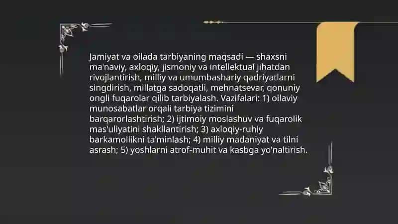 Jamiyat va oilada tarbiya masalasi 3