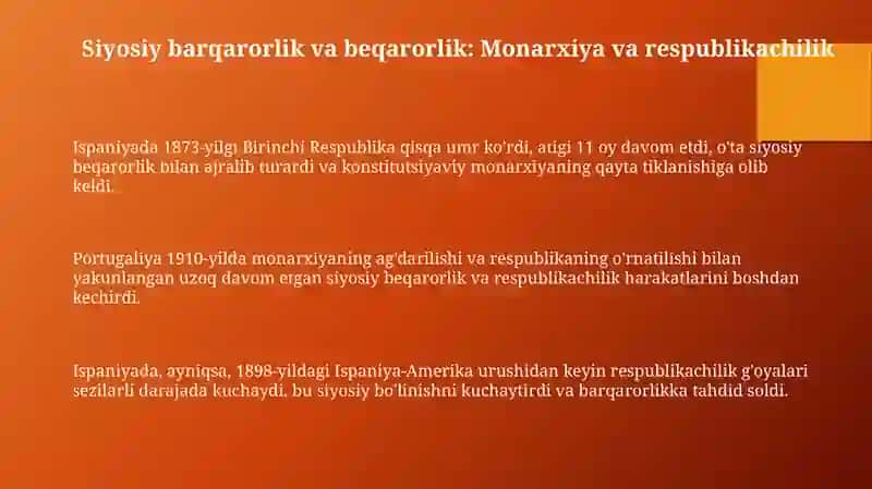 Siyosiy barqarorlik va beqarorlik: Monarxiya va respublikachilik 3