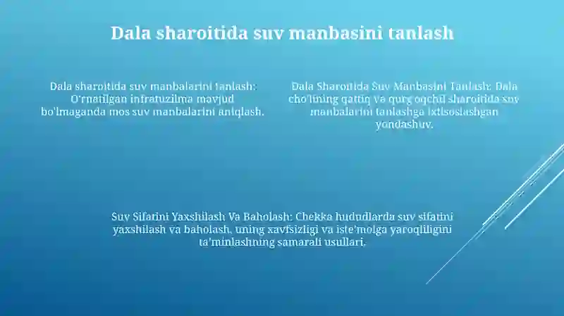 Dala Sharoitida Suv Manbasini Tanlash 3