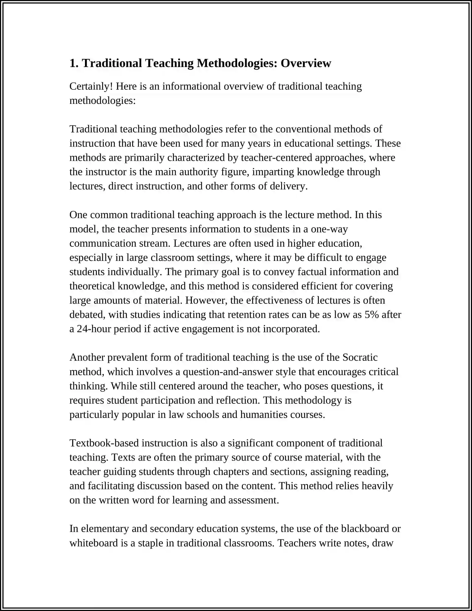 Traditional Teaching Methodologies: Overview 3