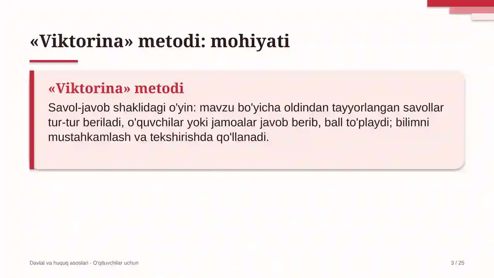 davlat va huquq asoslari darslarida viktorina metodidan foydalanish 9178 3