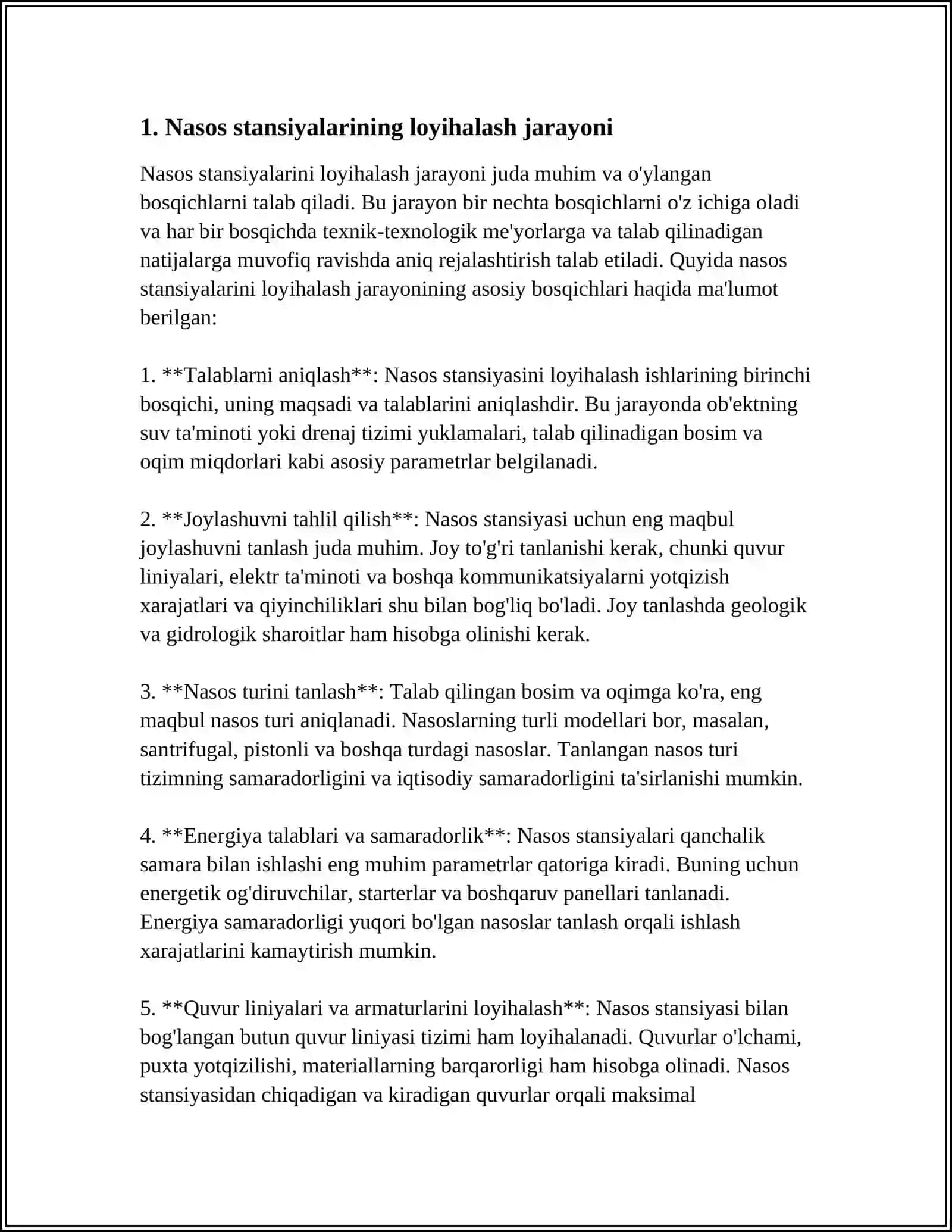 IRRIGATSIYA TIZIMLARI XAVZA BOSHQARMASIDAGI NASOS STANSIYALARI VA ENERGETIKA BOSHQARMASI 3