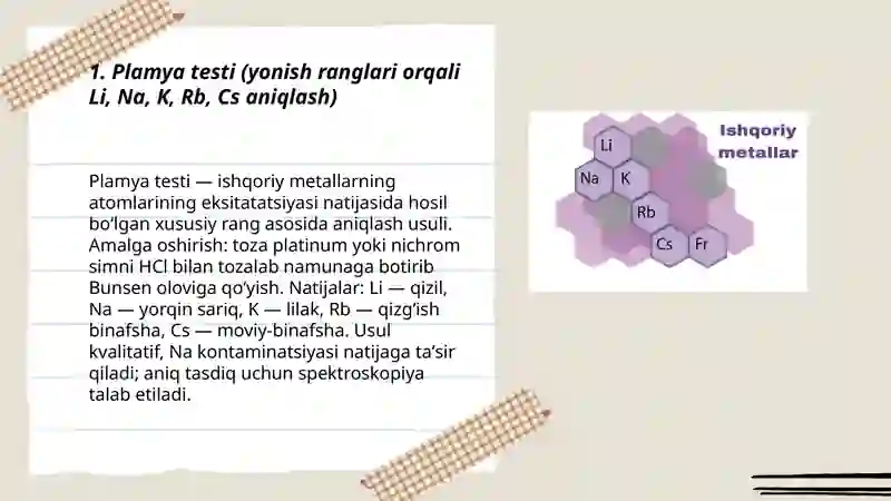 Ishqoriy metallarni aniqlash usullar. 3