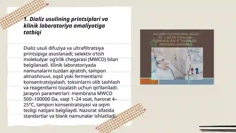 Dializ usulini klinik laboratoriya ishida qoʻllanilishi 3