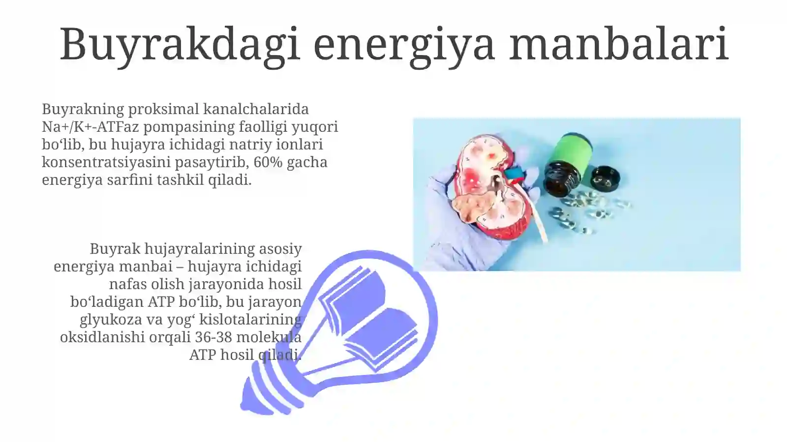 Buyrak metabolizmidagi kaltsiy, fosfor va bikarbonat uchun energiya ta'minoti 3