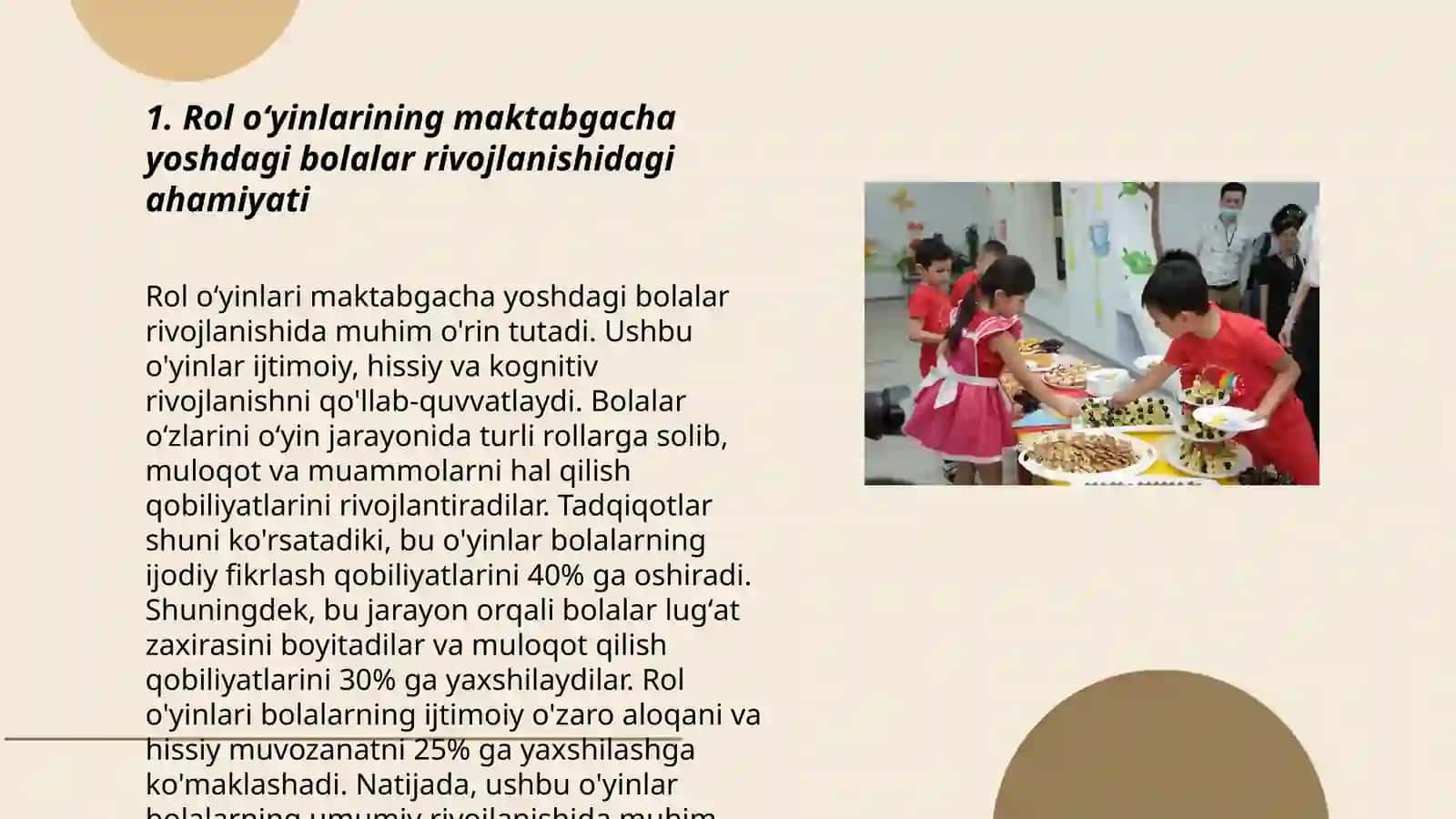 Rol oʻyinlarining maktabgacha yoshdagi bolalar rivojlanishidagi ahamiyati 3