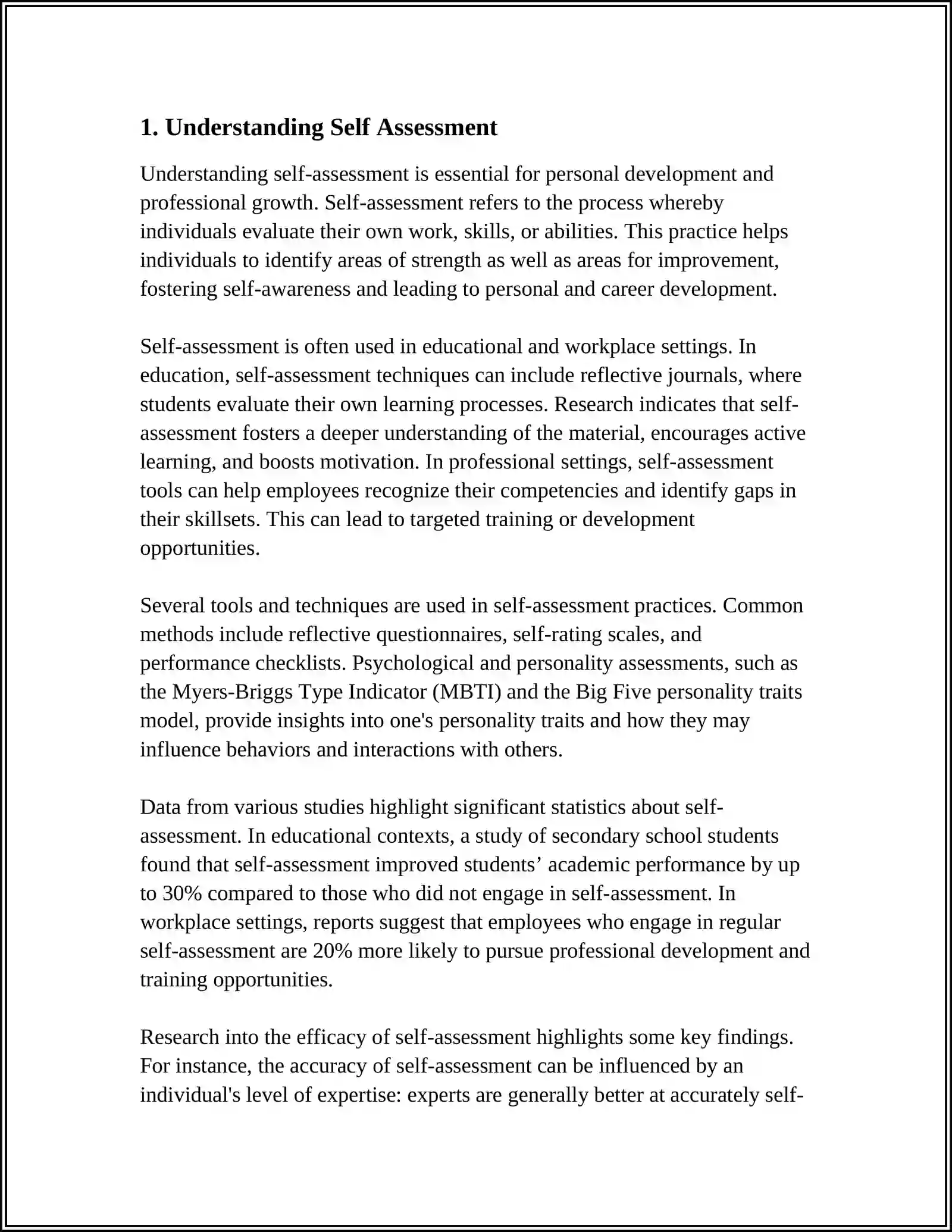 SELF ASSESSMENT 3