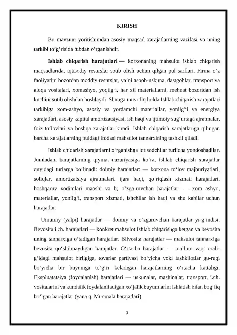 Mahsulot tannarxiga kiritiladiga bevosita va bilvosita xarajatlar hisobi 3