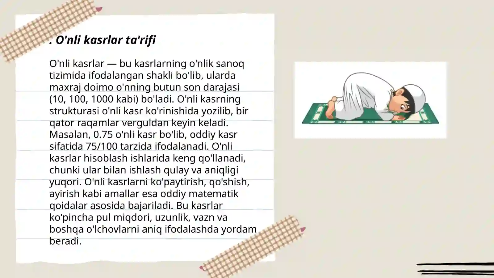 O'nli kasrlar 3