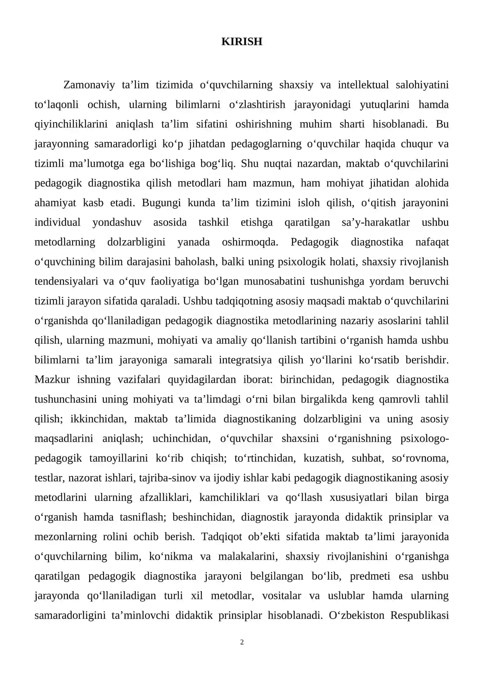 Maktab oʻquvchilarini pedagogik diagnostika metodlari: mazmuni, mohiyati va qoʻllash tartibi. 3