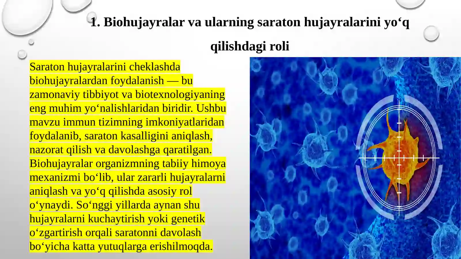 Saratonhujayralarini cheklashda biohujayralardan foydalanish 3