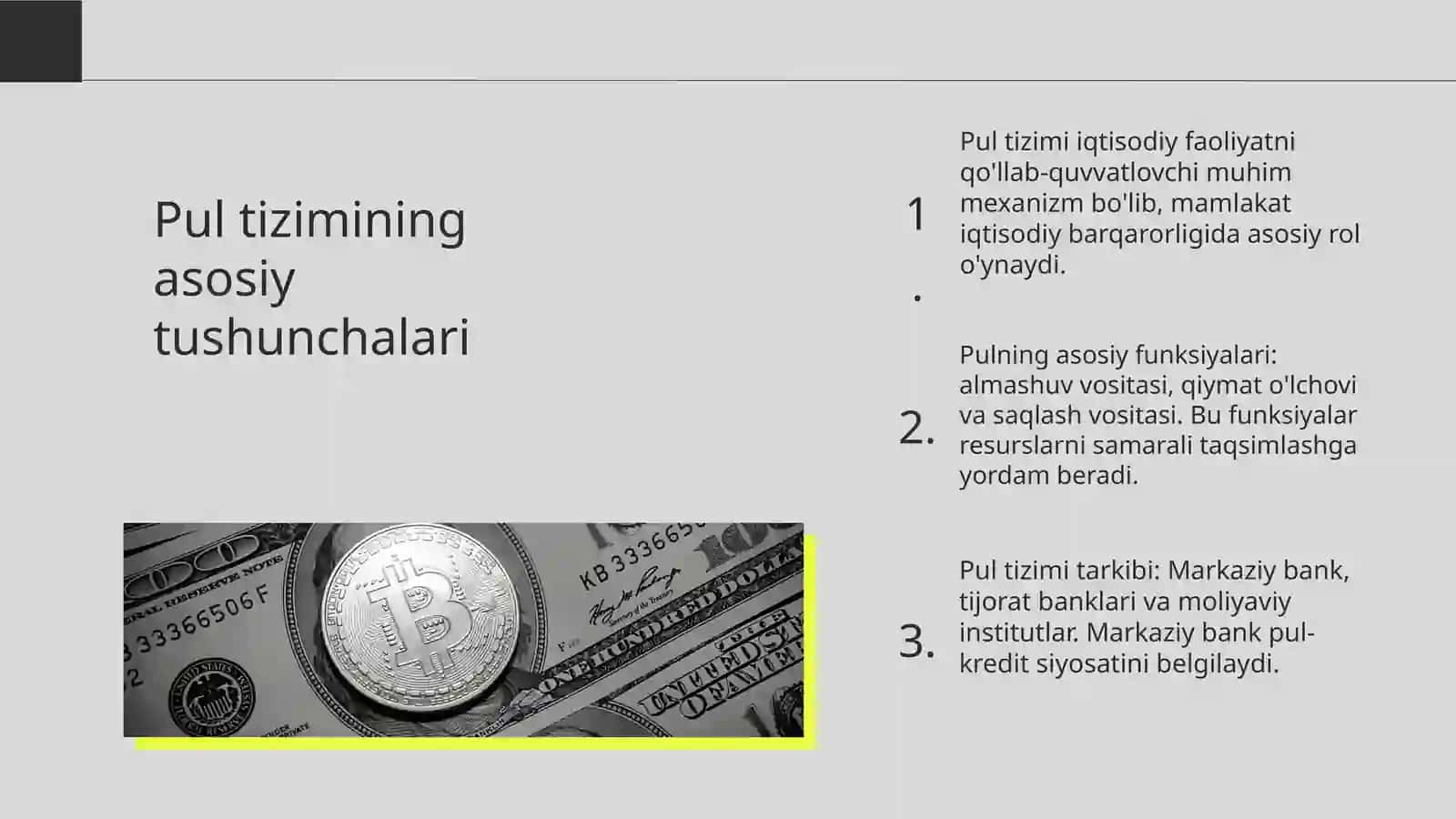 Pul tizimining xususiyati, mazmuni va milliyligi 3