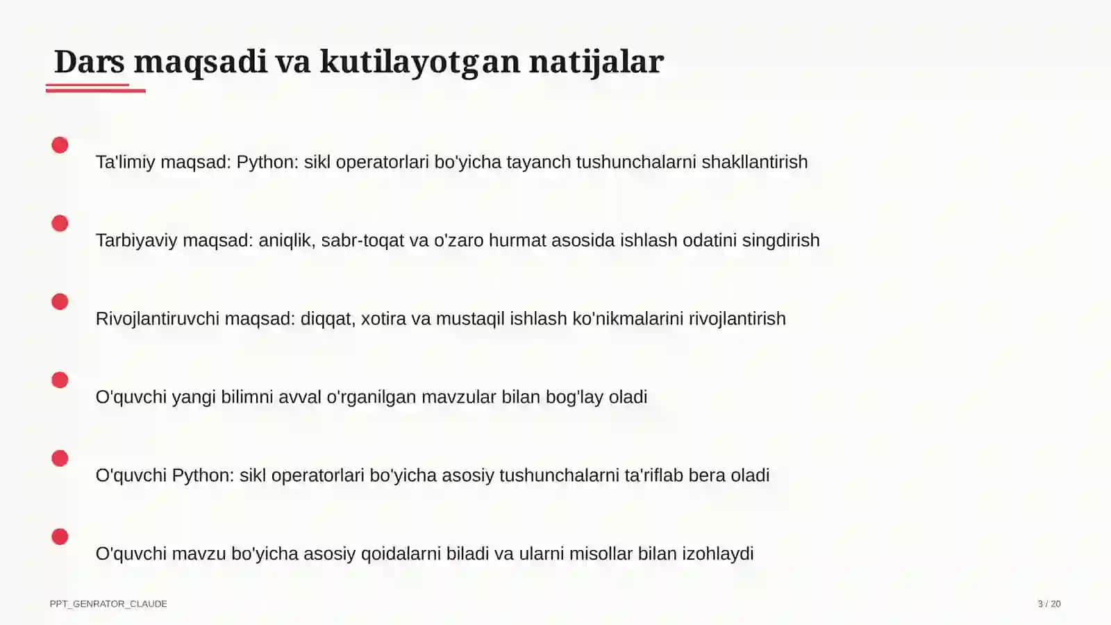 Python: sikl operatorlari (8-sinf) 3