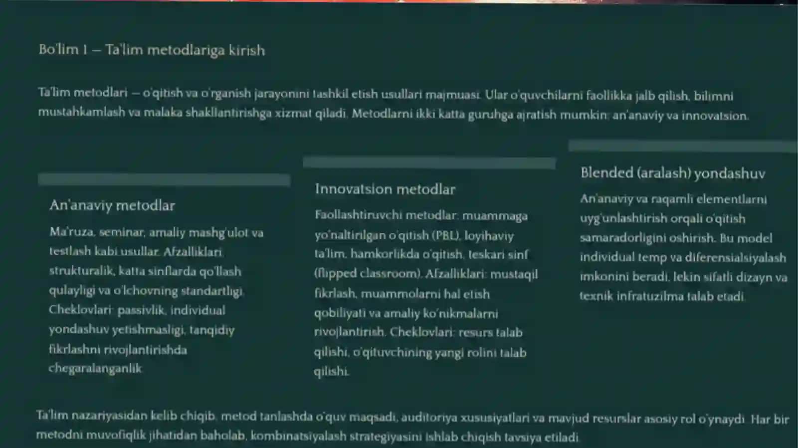 UMUMIY PEDAGOGIK FANIDAN MUSTAQIL TA'LIM ISHI 3