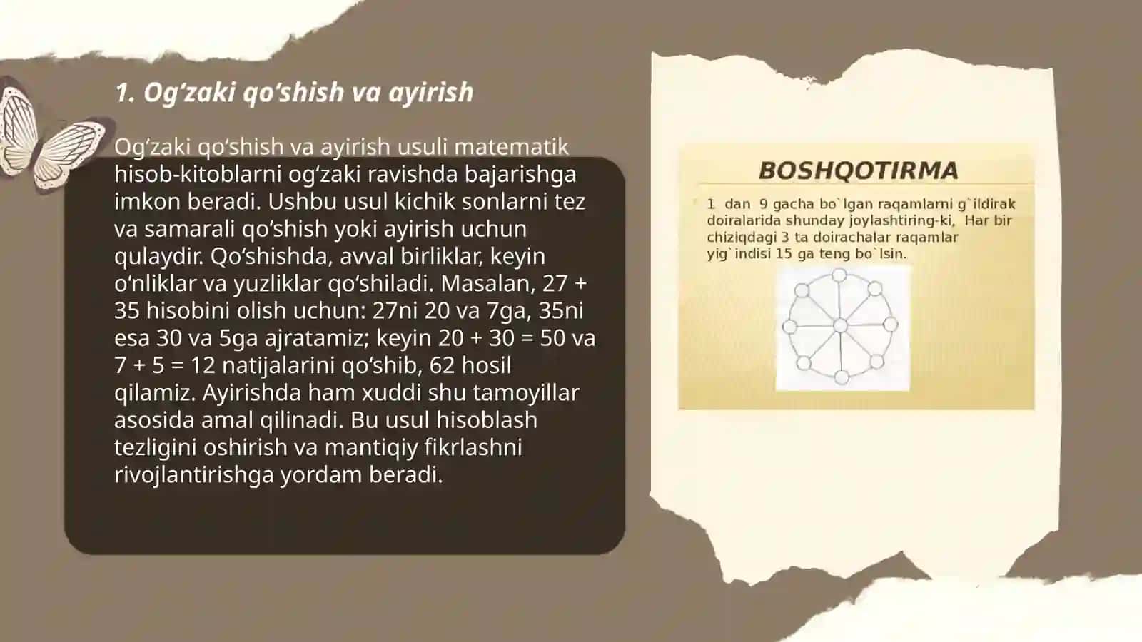 Og‘zaki va yozma hisoblashga doir didaktik (o‘yinlar) topshiriqlar 3