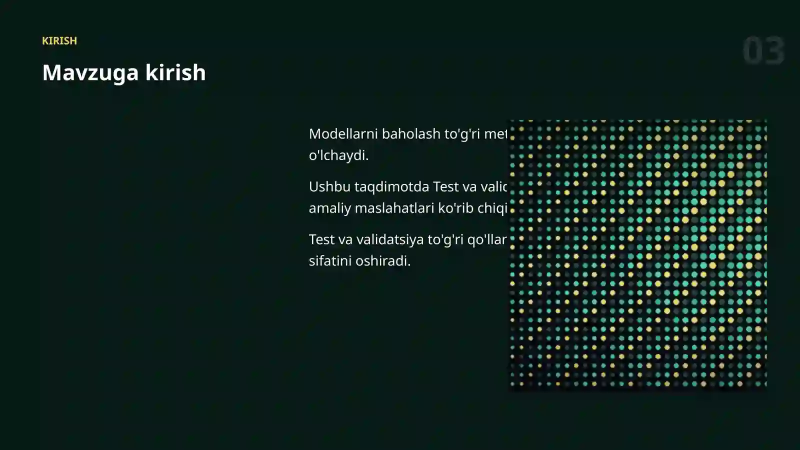 MODELLARNI BAHOLASH 3