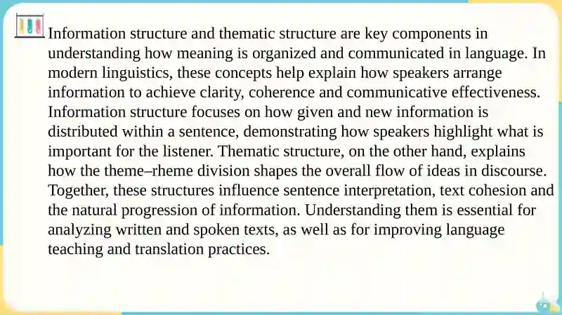 Information structure / Thematic structure 3