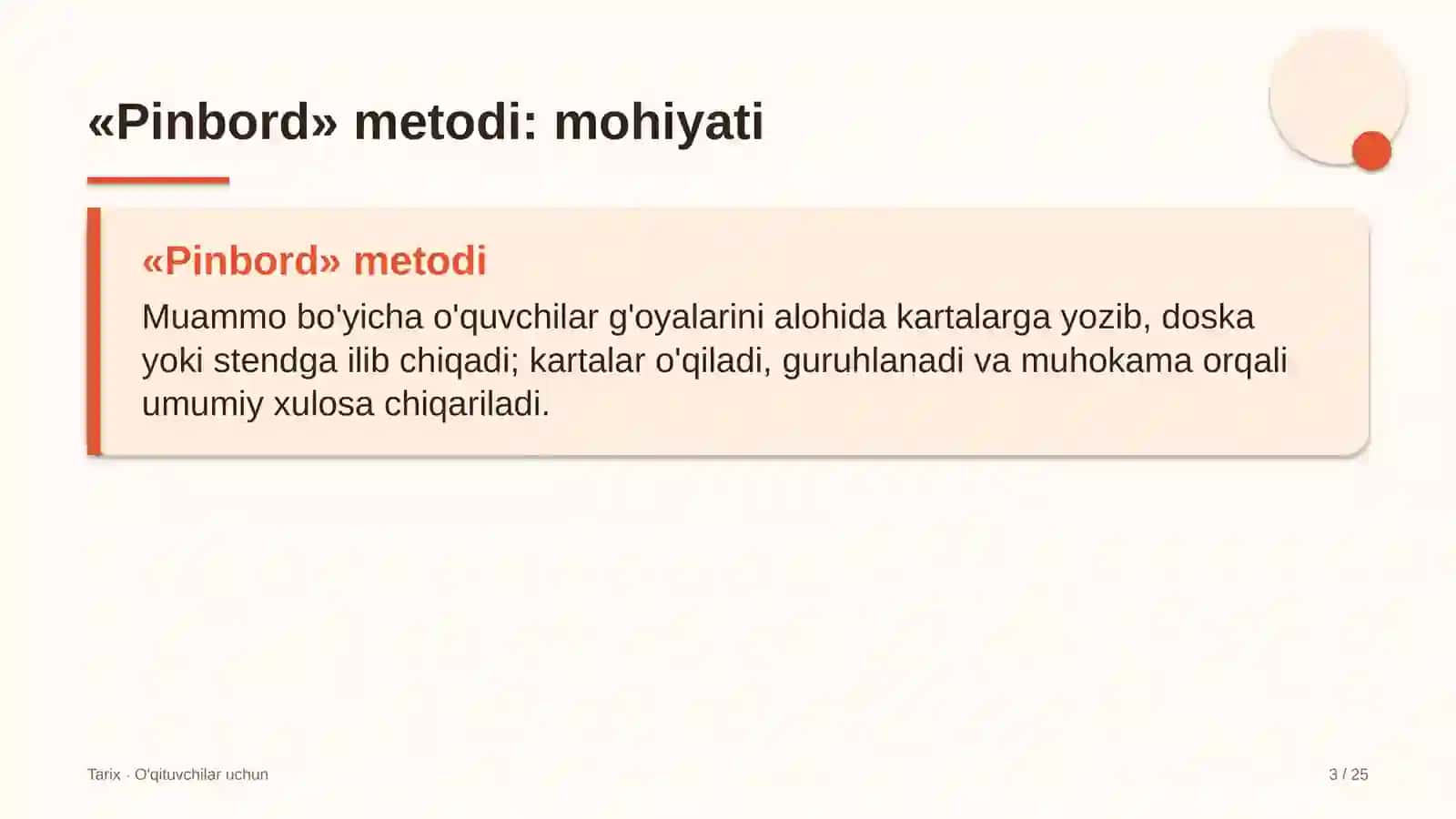 tarix darslarida pinbord metodidan foydalanish 3264 3