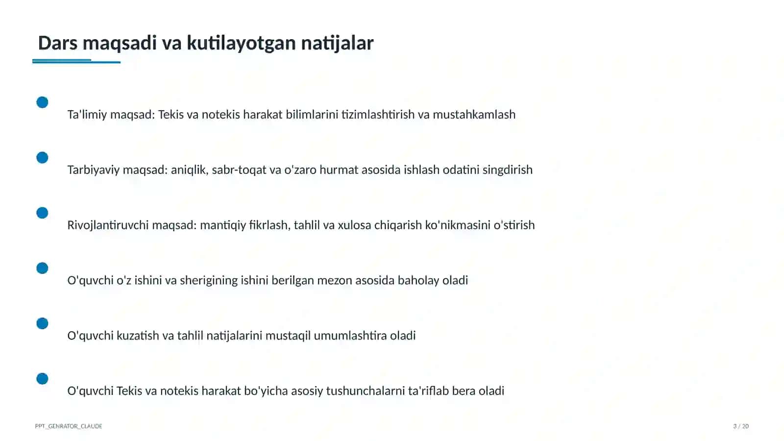 Tekis va notekis harakat (7-sinf) 1