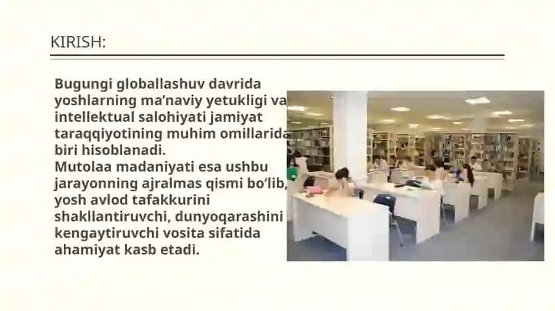 ZAMONAVIY YOSHLAR ORASIDA MUTOLAA MADANIYATINING HOLATI VA UNI OSHIRISH YO’LLARI 3