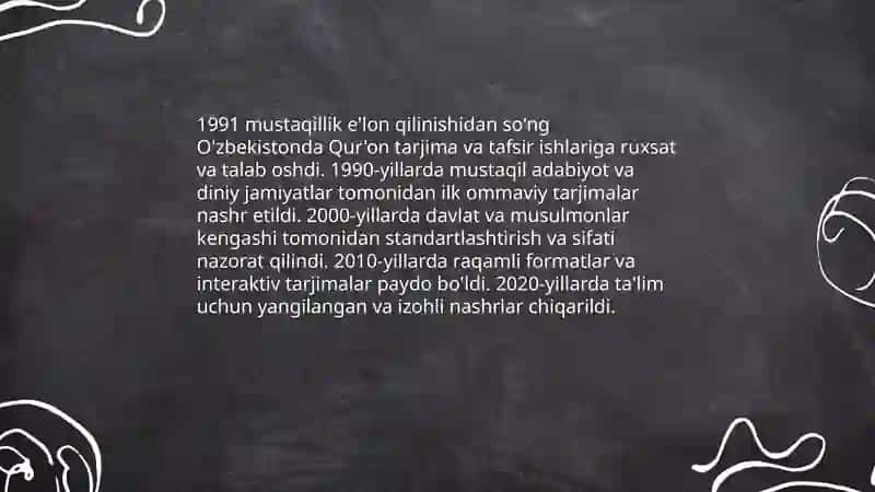 Mustaqillik yillarida Qur'onning o'zbek tilida tarjima qilinishi va tafsirlari 3