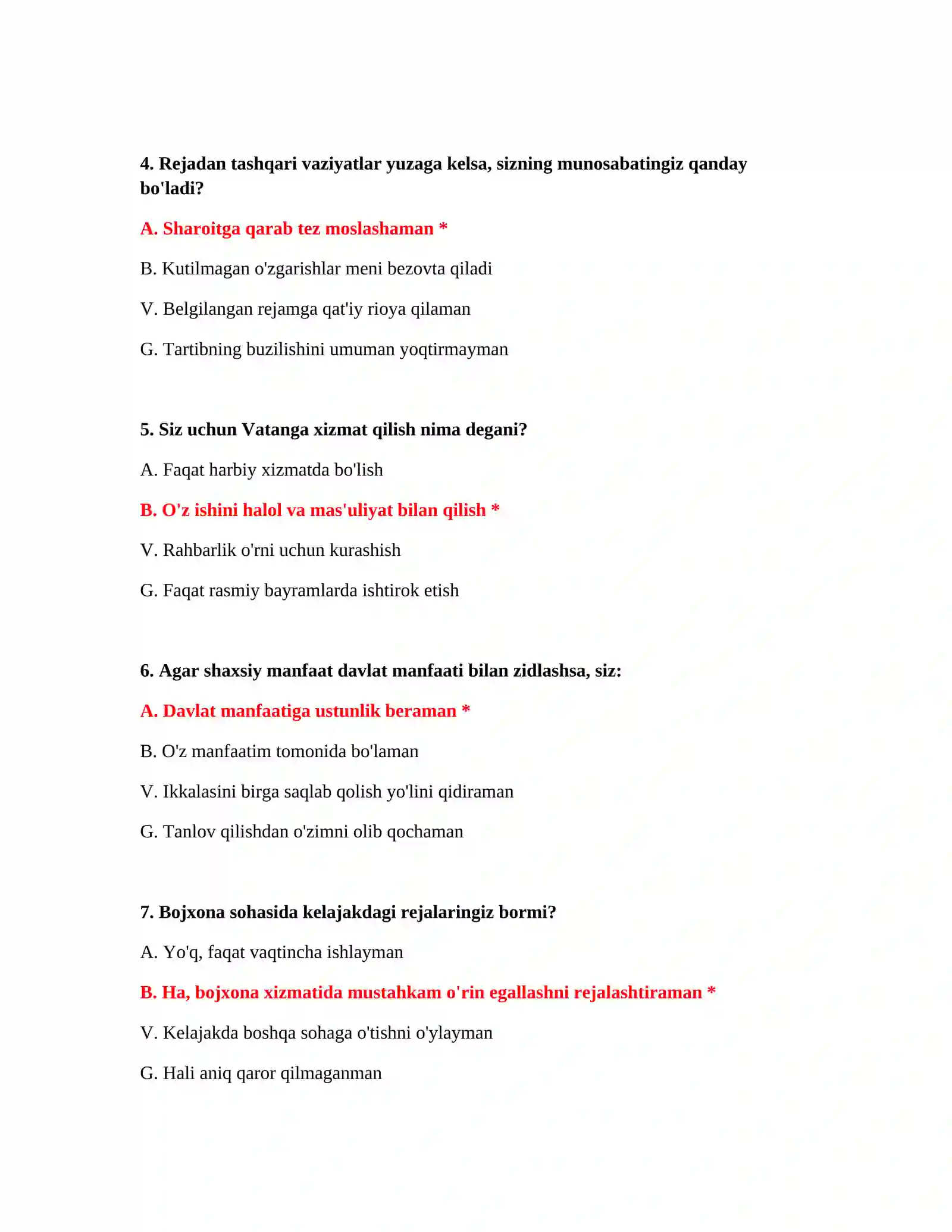 Bojxona psixologik testlar bazasi 3