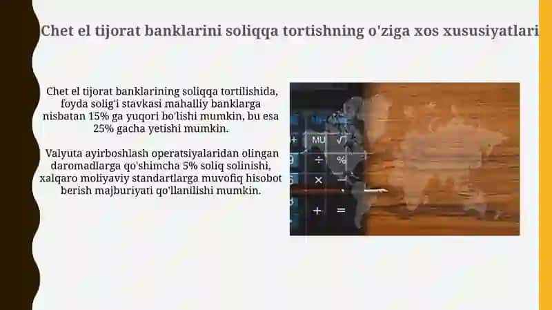 Chet el tijorat banklarini soliqqa tortishning o'ziga xos xususiyatlari 3