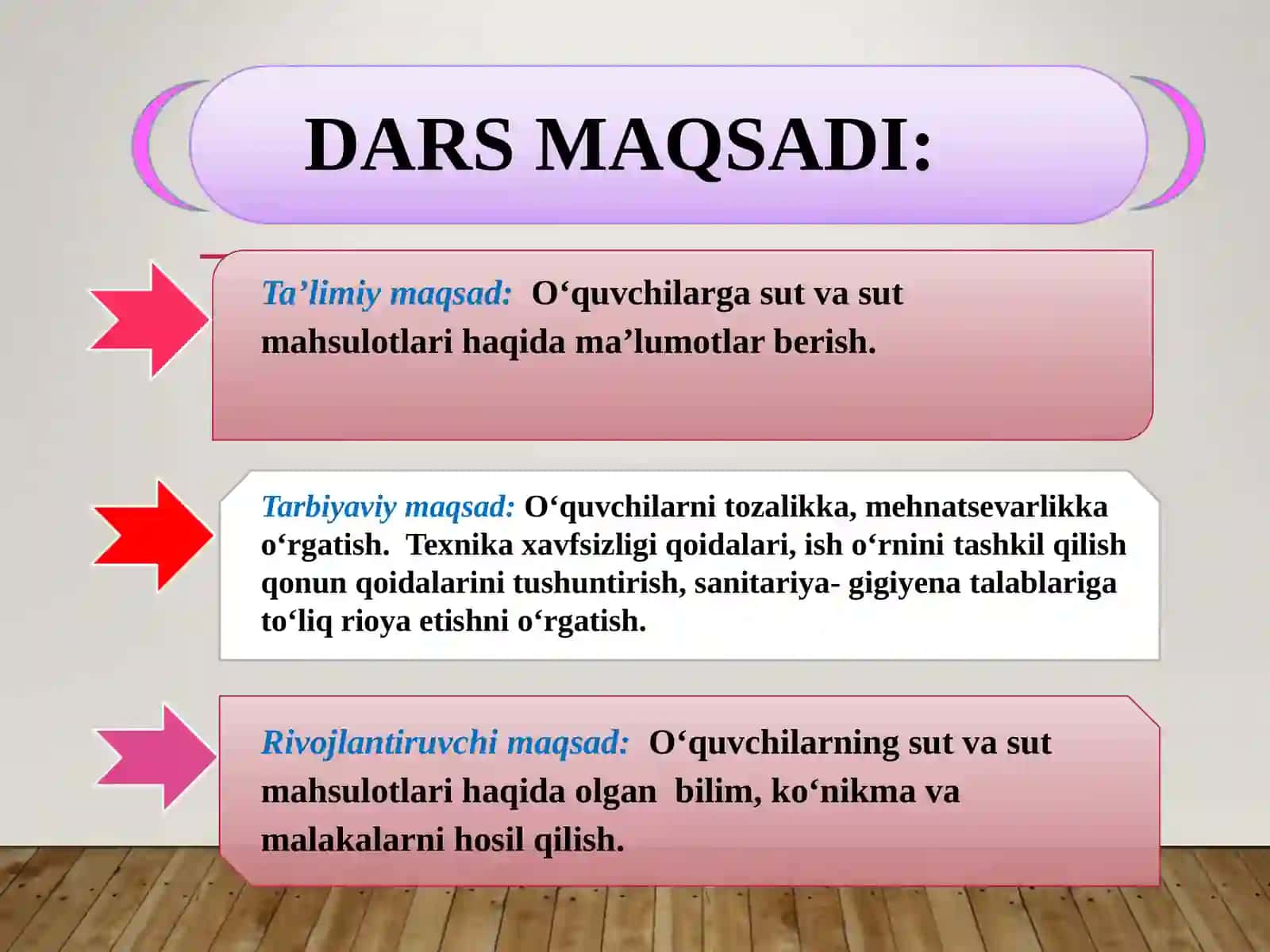 5-sinf Texnologiya fanidan Sut va sut mahsulotlari turlari, sifatiga bo'lgan talablar, saqlanishi va muddati dars ishlanma 3