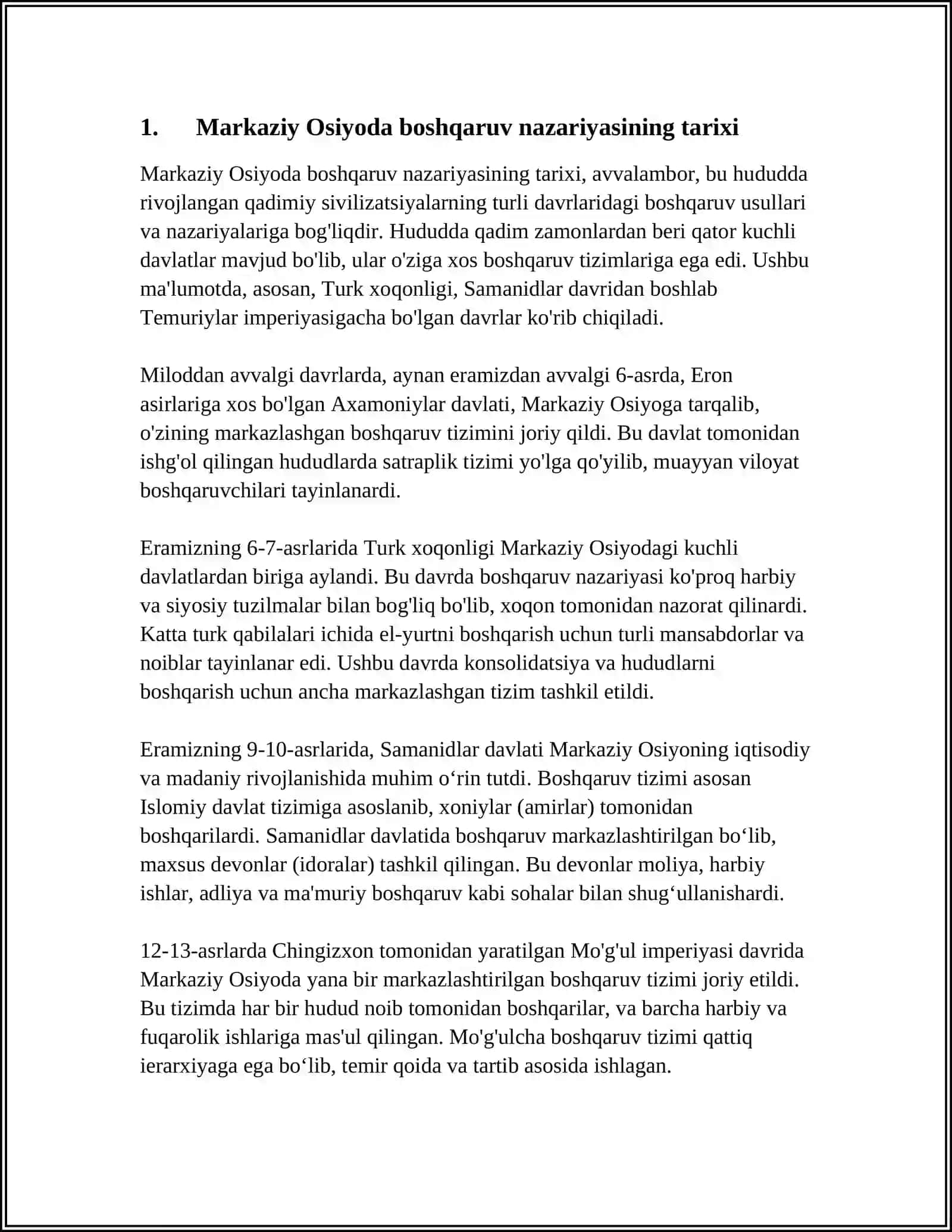 MAVZU:MARKAZIY OSIYODA BOSHQARUV NAZARIYASINING RIVOJLANISHI 3