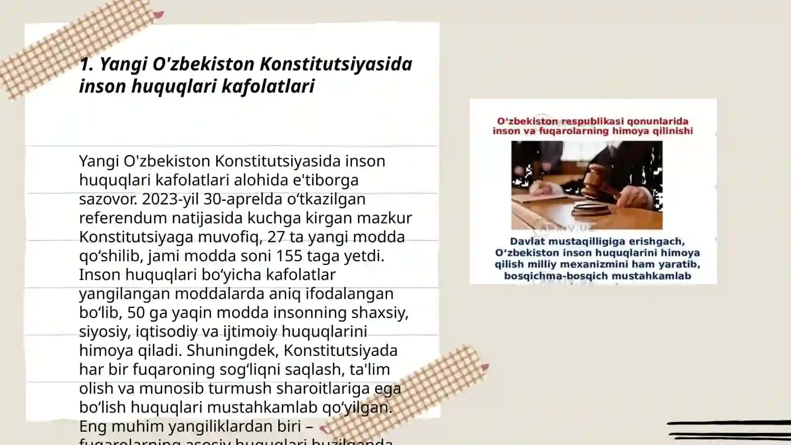 Yangi O‘zbekistonda inson haq -huquqlari va erkinliklari kafolatining yaratilishi 3
