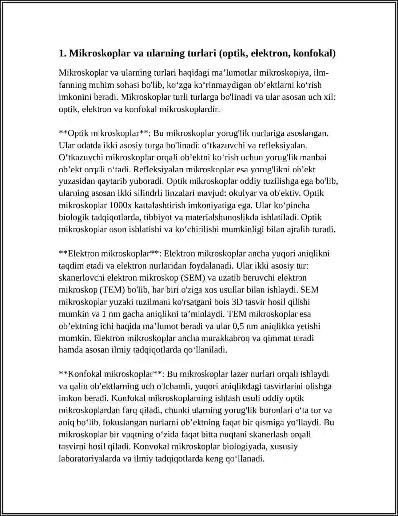 Mikroskoplar va ularning turlari (optik, elektron, konfokal) 3