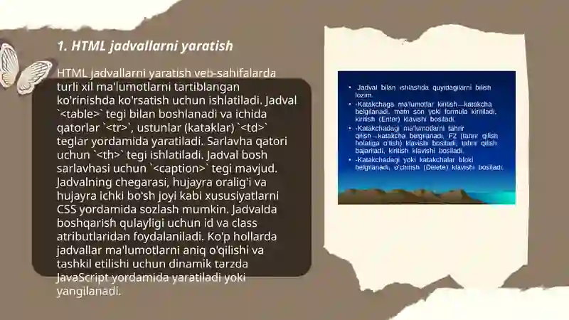 HTML da jadvallar nima va ular bilan ishlash 3