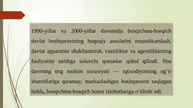 Mustaqillik yillarida davlat boshqaruvi tizimida amalga oshirilgan islohotlar 3
