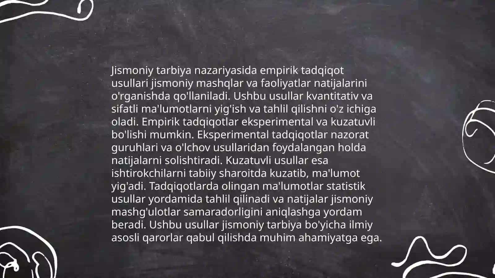 Jismoniy tarbiya nazariyasi boʻyicha olib borilayotgan tadqiqot uslublari 3