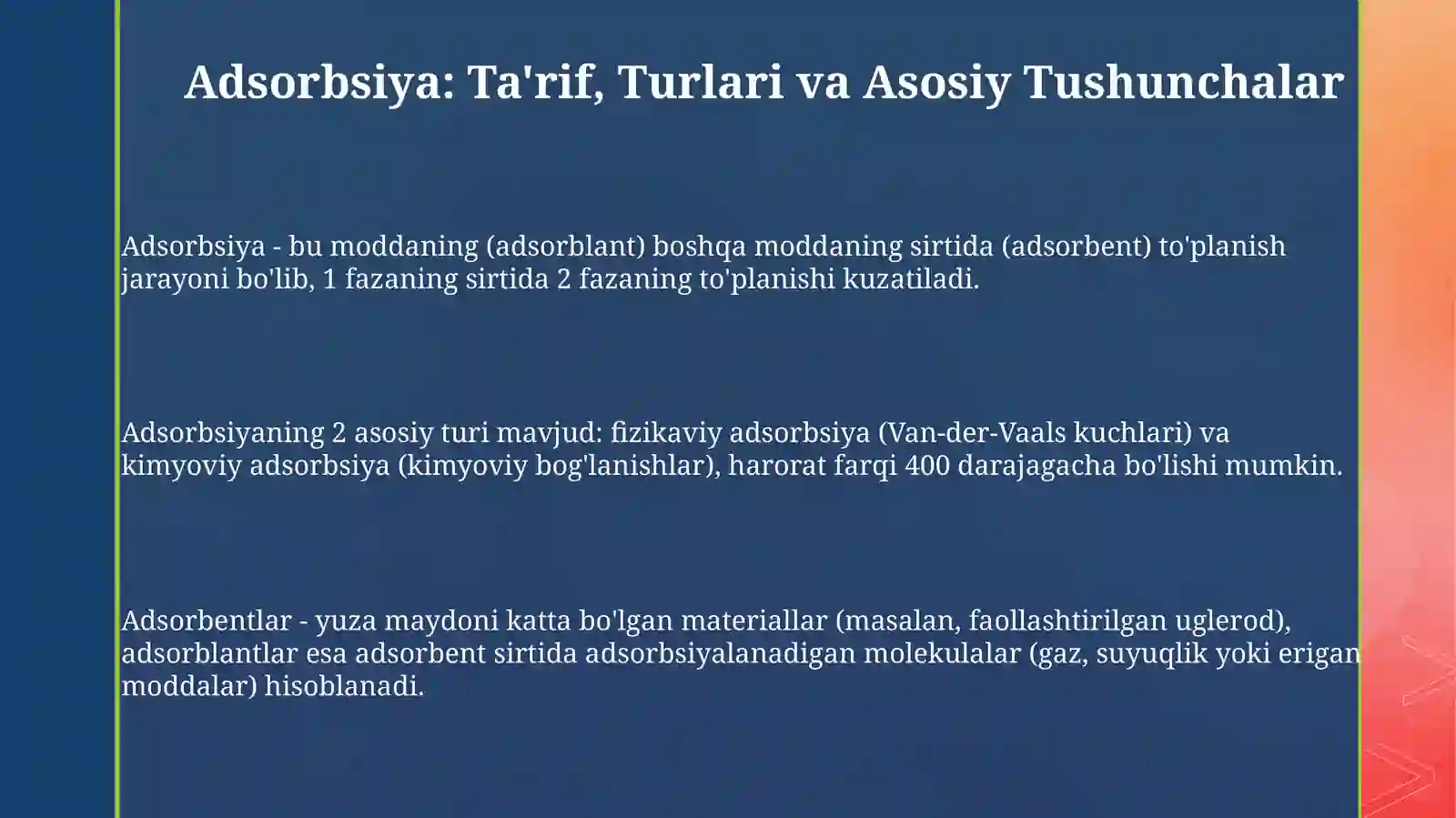 Adsorbsiya jarayoni 3