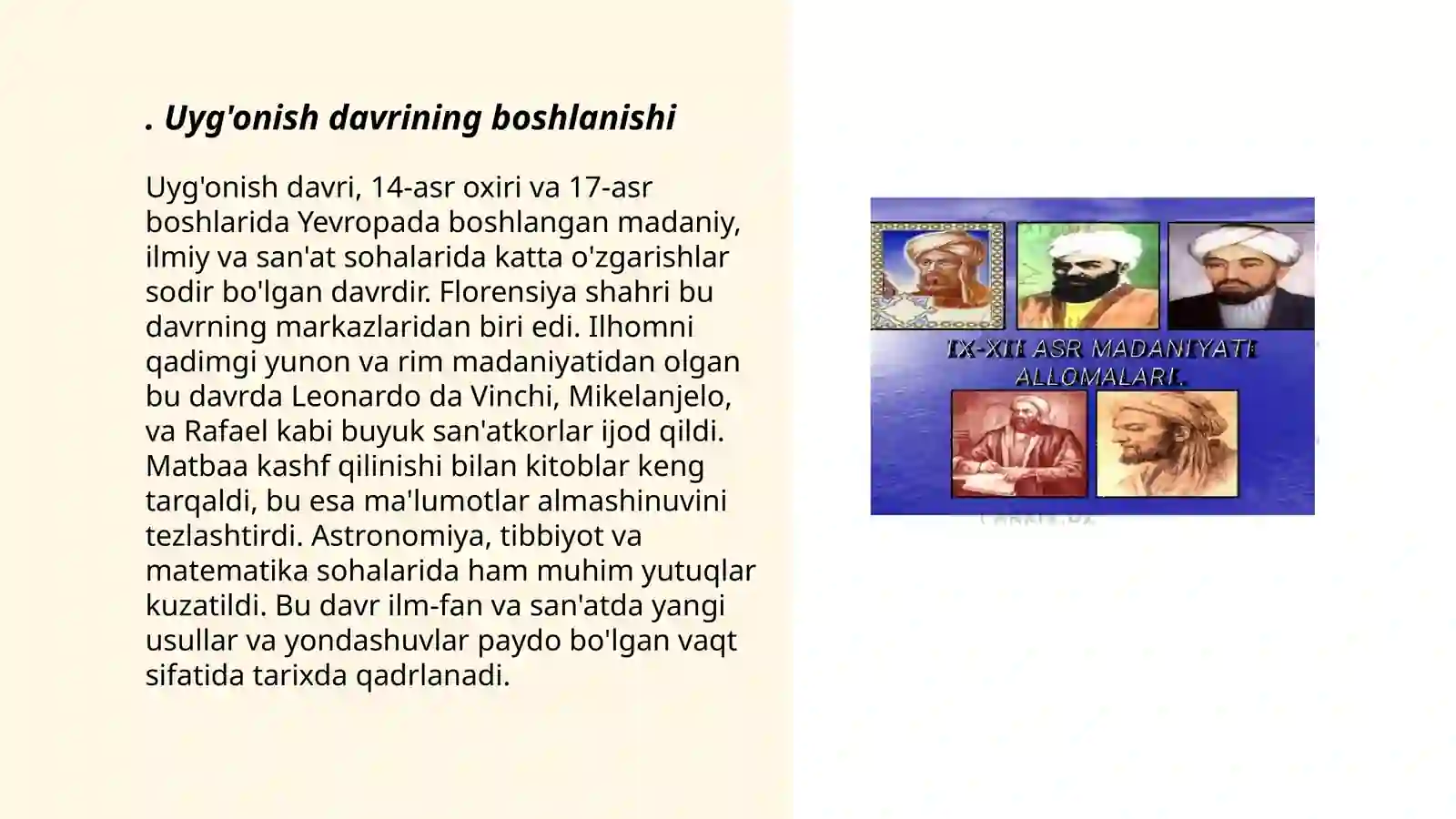 Yevropada uyg’onish davri 3