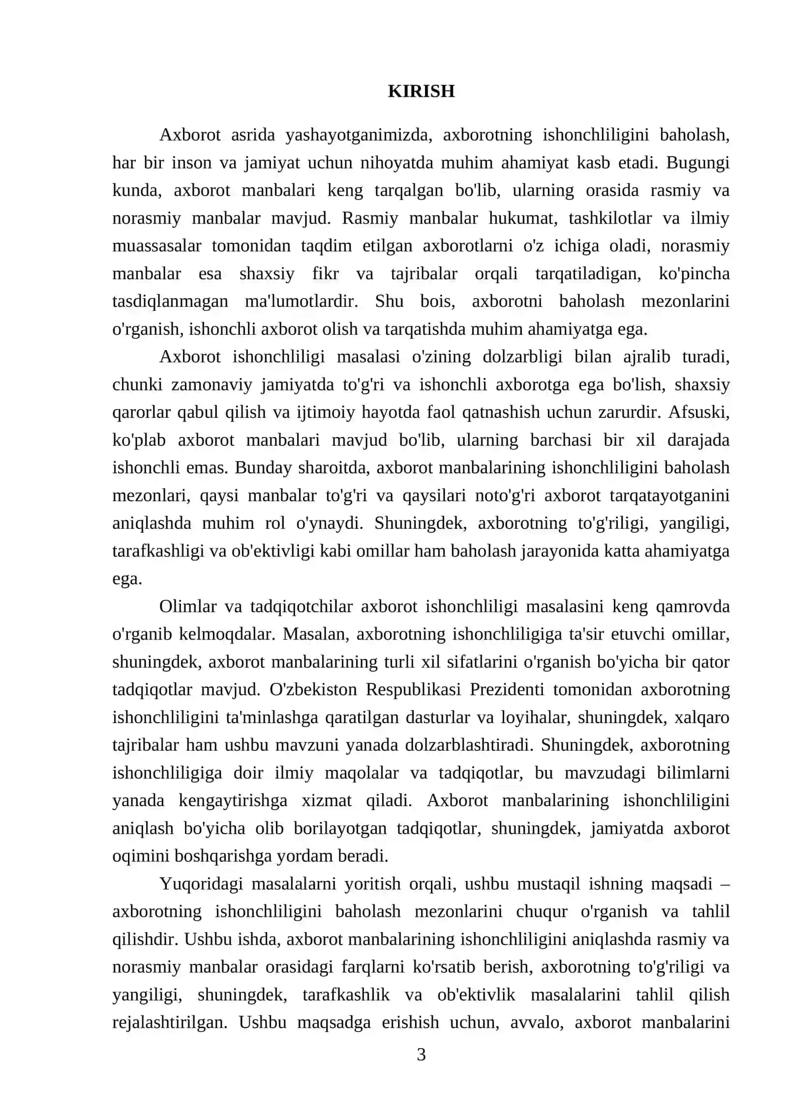 Axborotning ishonchliligini baholash mezonlari 3