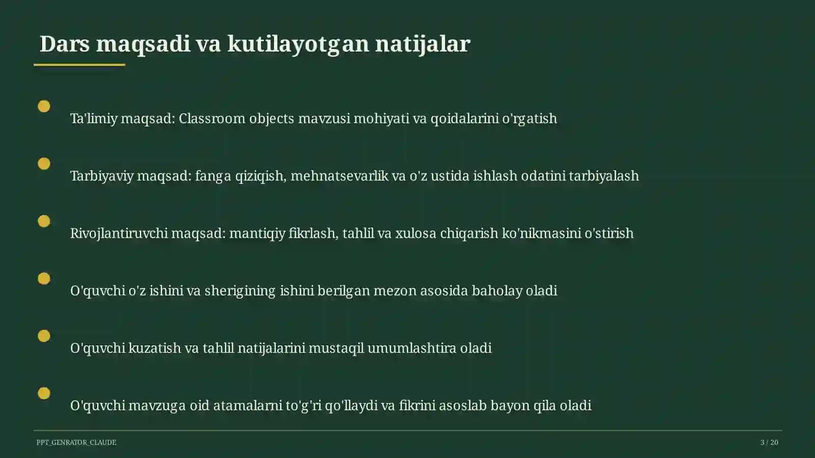 Classroom objects (2 sinf) 1